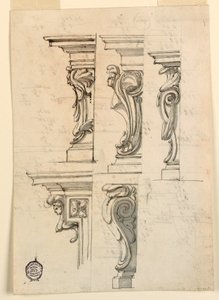 Disegno, Cinque motivi angolari, 1750 ca. da Filippo Marchionni