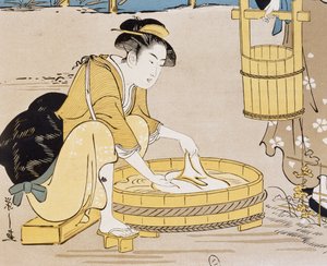 Donne che lavano nel fiume, copertina di Firmin Gillot, Le Japon Artistique, documenti d
