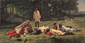 Riposo durante la raccolta del fieno, 1887 da Firs Sergeevich Zhuravlev