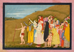 Krishna e la sua famiglia ammirano un