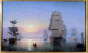 Porto di Boston al tramonto nel 1850 da Fitz Henry Lane