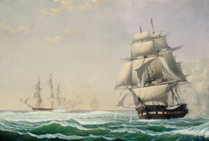La fregata degli Stati Uniti President che ingaggia lo squadrone britannico nel 1815, 1850