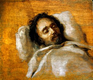 Studio di un uomo sul letto di morte