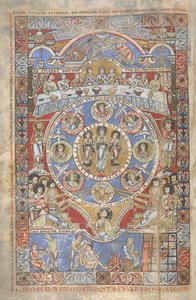 Add. 17738, f.3v Esegesi dei versetti iniziali del Libro di Giobbe, illustrazione da 