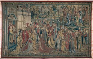 Betsabea ordinata al Palazzo, Arazzo di Davide e Betsabea, c.1510-15 da Flemish School