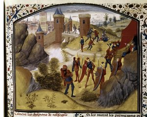 CROCIATE: Battaglia tra musulmani e crociati alle mura di Antiochia da Flemish School