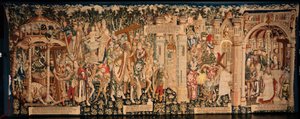 Cattedrale (La Seo, Catedral del Salvador de Zaragoza). Il museo degli arazzi. Arazzo fiammingo. La leggenda della Santa Croce. Ca. 1450. da Flemish School
