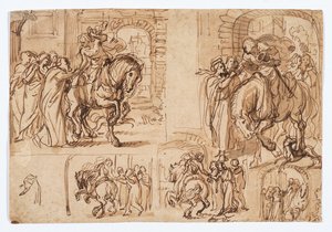 Studi di composizione per "La partenza del figliol prodigo (Luca 15:11-32)" da Flemish School
