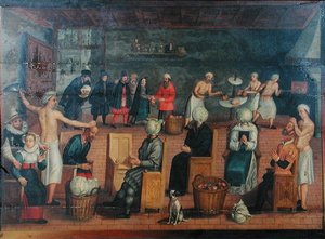 Decapitazione e sostituzione delle teste con cavoli: cottura delle teste e applicazione del trucco da Flemish School