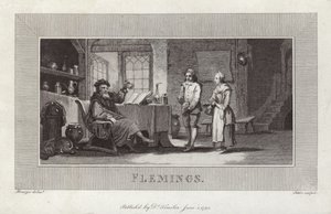 Fiamminghi. Incisione di servi e padrone. da Flemish School
