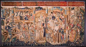 Arazzo fiammingo. Serie La storia di Tebe: Tidio e Polinice. Ca 1490-1500.