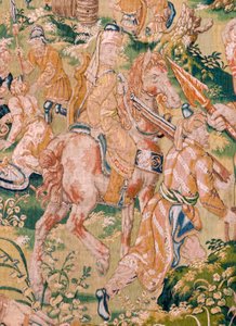 Serie Il Libro di Giuditta. Il banchetto di Oloferne. Sesto arazzo della serie. Manifattura: Paesi Bassi, Bruxelles(?). Seconda metà del XVI secolo. Lana