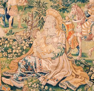 Serie Il Libro di Giuditta. Giuditta davanti a Oloferne. Quinto arazzo della serie. Manifattura: Paesi Bassi, Bruxelles(?). Seconda metà del XVI secolo. Lana da Flemish School