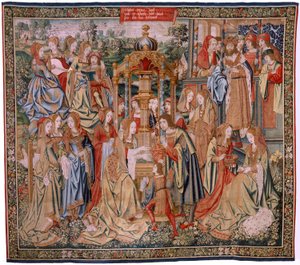 Arazzo fiammingo. Serie La storia di Davide e Betsabea. Betsabea al bagno. Primo pannello della serie. Modello Anonimo. Manifattura Sconosciuta, Bruxelles. da Flemish School