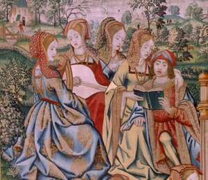Betsabea al bagno (dalla serie La storia di Davide e Betsabea) da Flemish School