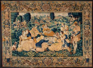 Arazzo fiammingo. Il pasto campestre (Het landelijk maal). Atelier di Oudenaarde. 331x465cm. Iinv (83073)-8 / 00008. XVII secolo. da Flemish School