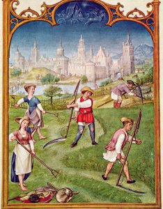 Fol 6v Il mese di giugno: Fienagione, dal Breviarium Grimani, c.1515