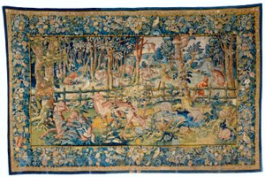Foresta con animali esotici da Flemish School
