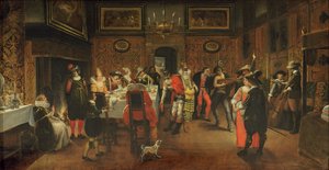 Ospiti mascherati con musicisti da Flemish School