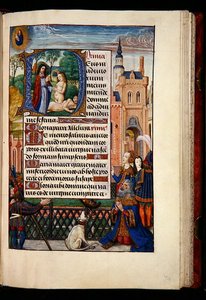 Ms 1058-1975, f.74r: Re Davide che prega la Vergine e il Bambino e un