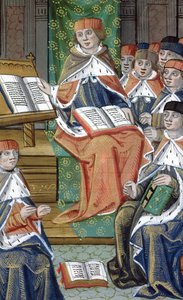 Lezione in aula, da De Medina Fen I. II, di Avicenna (980-1037) da Flemish School