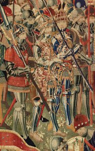 Museo Parrocchiale di Arazzi di Pastrana. Arazzo fiammingo. Lo sbarco ad Arzila. Serie Conquiste del re Alfonso I del Portogallo. Tournai. Lana da Flemish School
