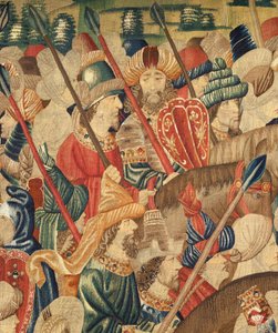 Museo Parrocchiale di Arazzi di Pastrana. Arazzo fiammingo. Conquista di Tangeri. Serie Conquiste del re Alfonso I del Portogallo. Tournai. Dettaglio. Lana da Flemish School