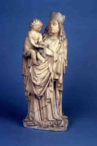 Scultura della Madonna con Bambino da Liegi o Valle della Mosa (alabastro) da Flemish School