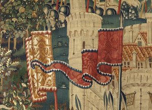 Arazzo che mostra le conquiste del re Alfonso V del Portogallo, Tournai (dettaglio) da Flemish School