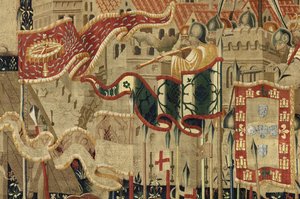 Arazzo che mostra le conquiste del re Alfonso V del Portogallo, Tournai (dettaglio) da Flemish School