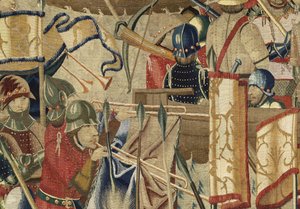 Arazzo che mostra le conquiste del re Alfonso V del Portogallo, Tournai (dettaglio) da Flemish School