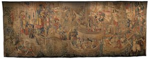 Arazzo che mostra le Conquiste del re Alfonso V del Portogallo (Conquistas de Alfonso V de Portugal), Tournai (dettaglio) da Flemish School