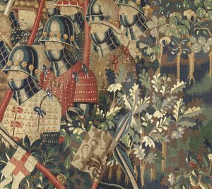 Arazzo che mostra le Conquiste del re Alfonso V del Portogallo (Conquistas de Alfonso V de Portugal), Tournai (dettaglio) da Flemish School