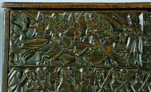 Il baule di Courtrai che raffigura due scene della Battaglia degli Speroni d