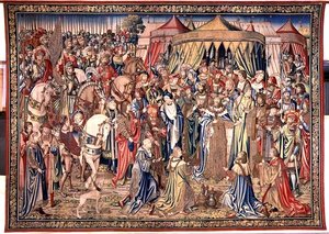 La Presentazione delle Insegne Reali, Arazzo di Davide e Betsabea, c.1510-15 da Flemish School