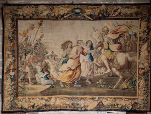 La cattedrale di Santa María de Sigüenza. Collezione della cattedrale. Arazzo fiammingo. La storia di Roma (?). Firmato: “BB D EGGERMANS. Ian Le Clerc, D Eggermans”. Bruxelles. Inizio XVII secolo da Flemish School