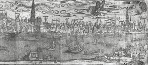 Veduta del porto di Anversa, dettaglio della sezione destra, 1515-50 da Flemish School