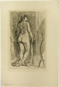 Donna in piedi con una pelliccia da Félicien Rops