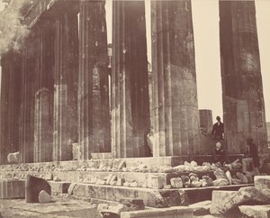 Dettagli del colonnato del Partenone, Atene, ca. 1870s da Félix Bonfils