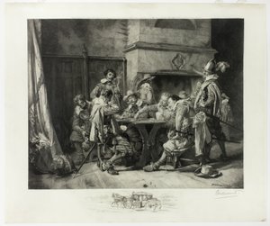 Partie perdue (Carte da gioco dei soldati) da Félix Henri Bracquemond