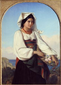 Giovane ragazza con fiori da Félix Joseph Barrias