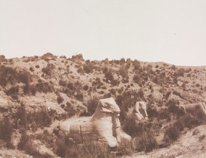 Sfingi con testa umana e testa di ariete a Point Y. Karnak Tebe, 1851-1852