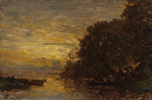 La Senna a Billancourt, tramonto, seconda metà del XIX secolo da Félix Ziem