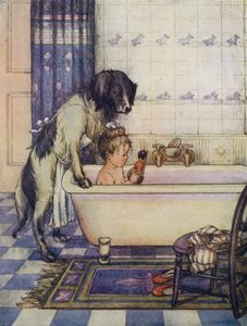 Nana che fa il bagno a uno dei piccoli Darlings