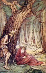 Boadicea e il Druido, dal poema Boadicea di William Cowper, da Reading from Historical Romances, pubblicato 1914 da Florence Anderson