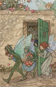 Illustrazione per Elfin Song (matita, inchiostro marrone e acquerello) da Florence Harrison