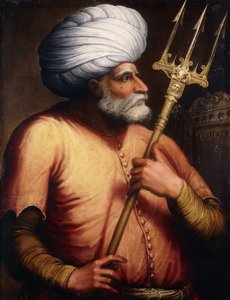 Ritratto di Khair el-Din Barbarossa, mezzo busto, con un tridente da Florentine School