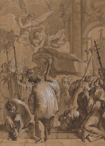 Processione funebre di un santo con angeli da Follower of Francesco Fontebasso