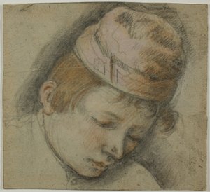 Testa di giovane con berretto rosa