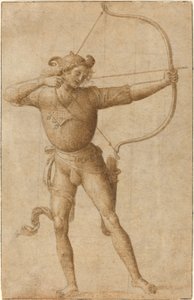 Arciere che tende un arco da Follower of Pietro Perugino